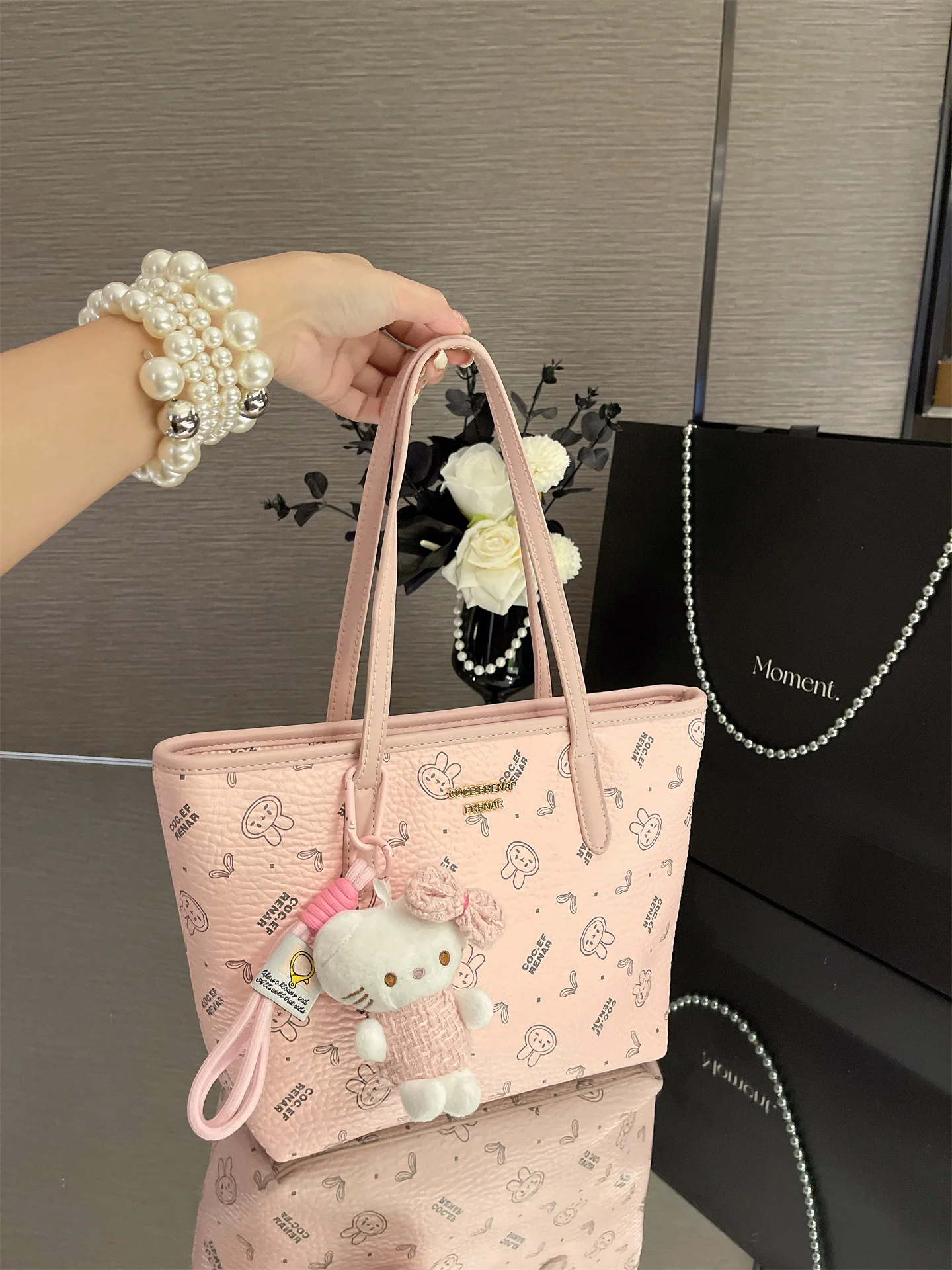 スイートスタイル-大容量-レディース-トートバッグ-通勤-ショルダーバッグ-itelle-アーバン-シンプル-ダブルストラップ-ジッパー-カジュアル-puレザー