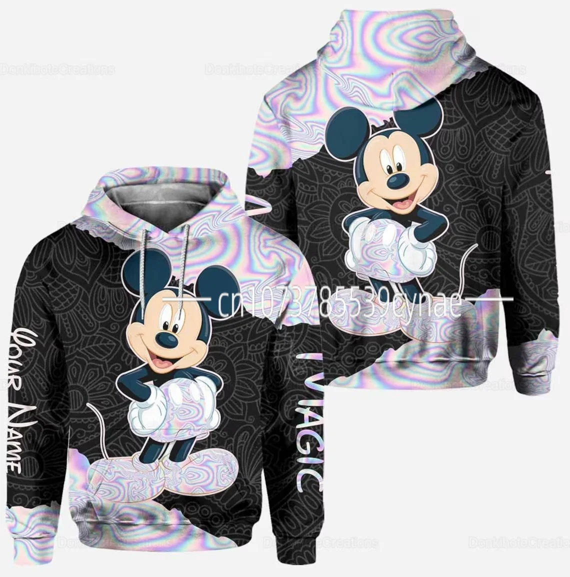 2023 New Disney Mickey  3D Hoodie Women\'s Hoodie Suit Mickey Yoga Pants Sweatpants Fashion Sports Suit