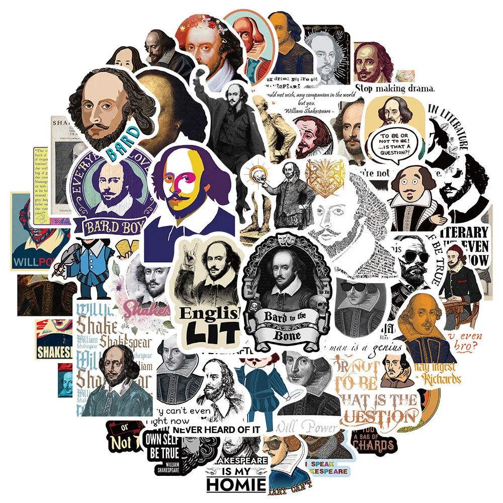 10/30/50 Stuks Retro Celebrity William Shakespeare Sticker Voor Snowboard Laptop Bagage Auto Koelkast Diy Styling Vinyl Sticker