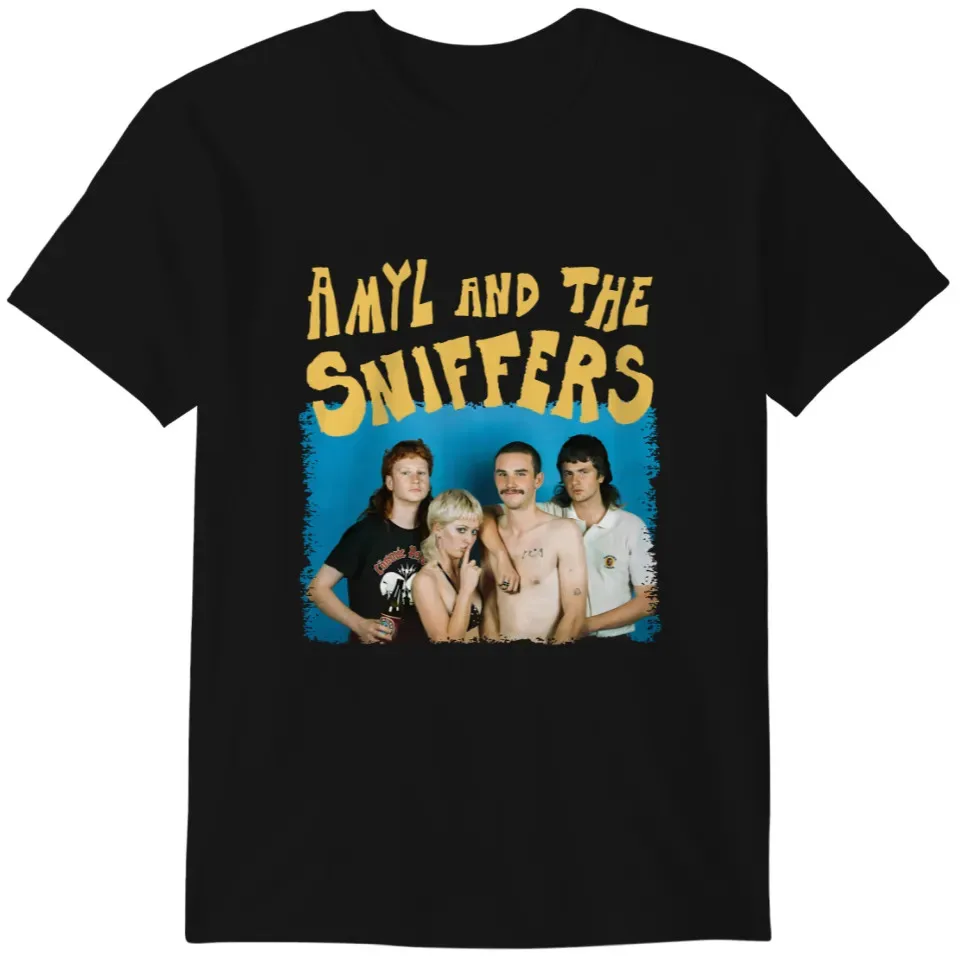 New Amyl And The Sniffers Band Members Heavy Cotton Black T Shirt EN985