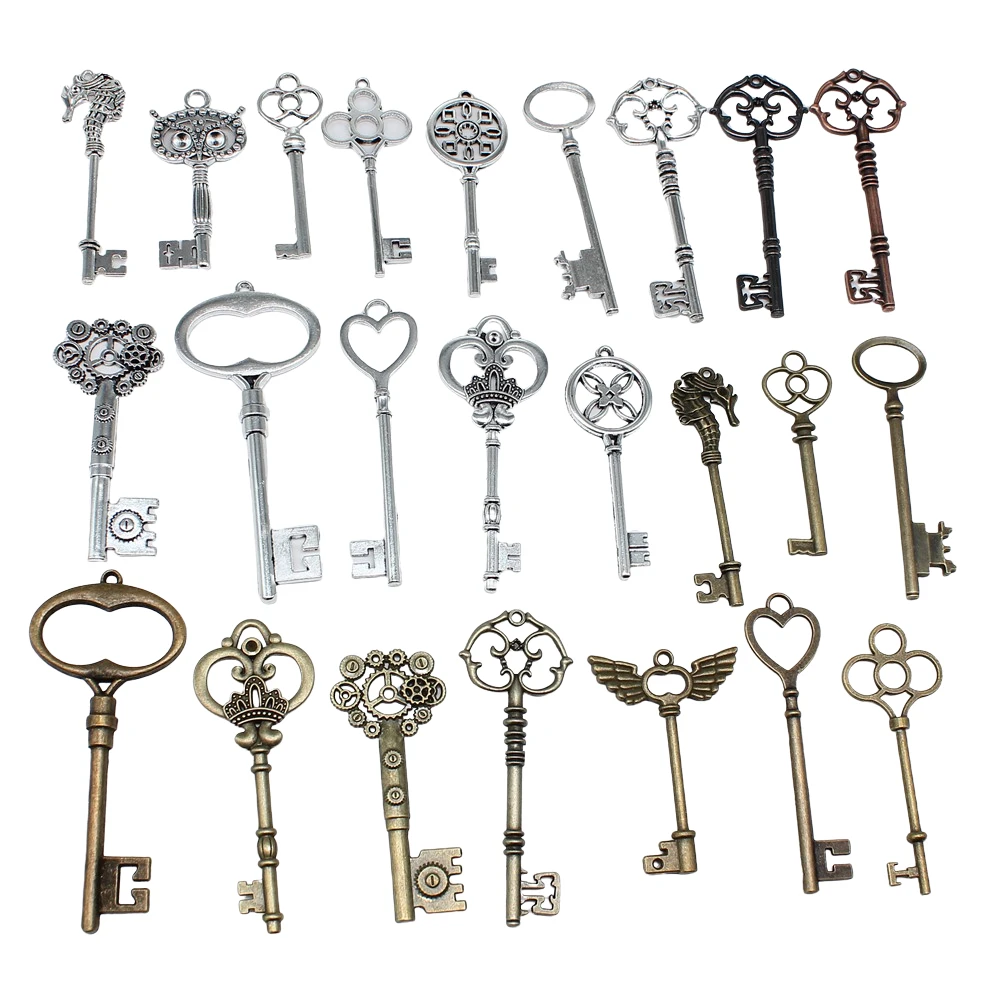 2 szt. Duży klucz wisiorek Charms DIY rzemiosło dokonywanie ustaleń ręcznie robiona biżuteria tybetańska do samodzielnego tworzenia biżuterii — zdjęcie 3