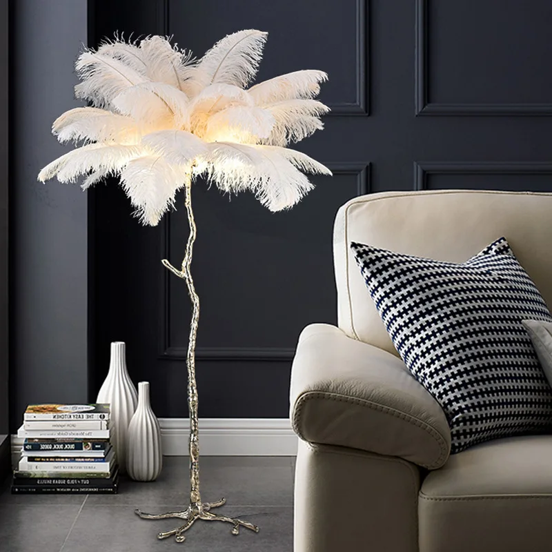 

Nordic All-copper Feather Floor Lamp Home Modern Simple Living Room Bedroom Atmosphere Creative Floor