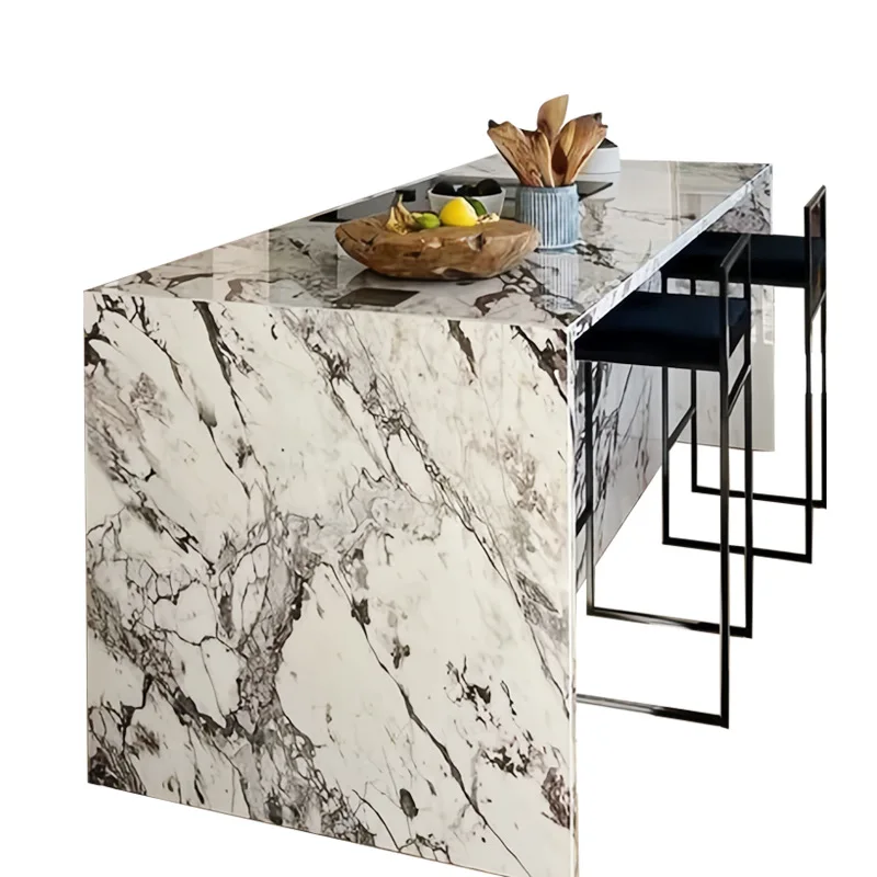 

Italian Minimalist Luxury Marble Kitchen Island Dining Table - , Natural Stone Countertop for Open-Concept Kitchen & Modern Home