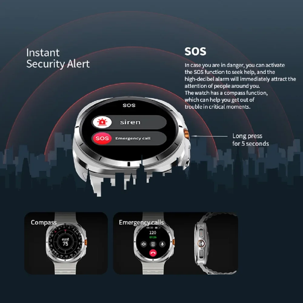 2025 New 47mm Smart Watch IP68 Waterproof Bluetooth Call Compass Z7 VS W7 Smartwatch for Men Women 1.46'' AMOLED Screen