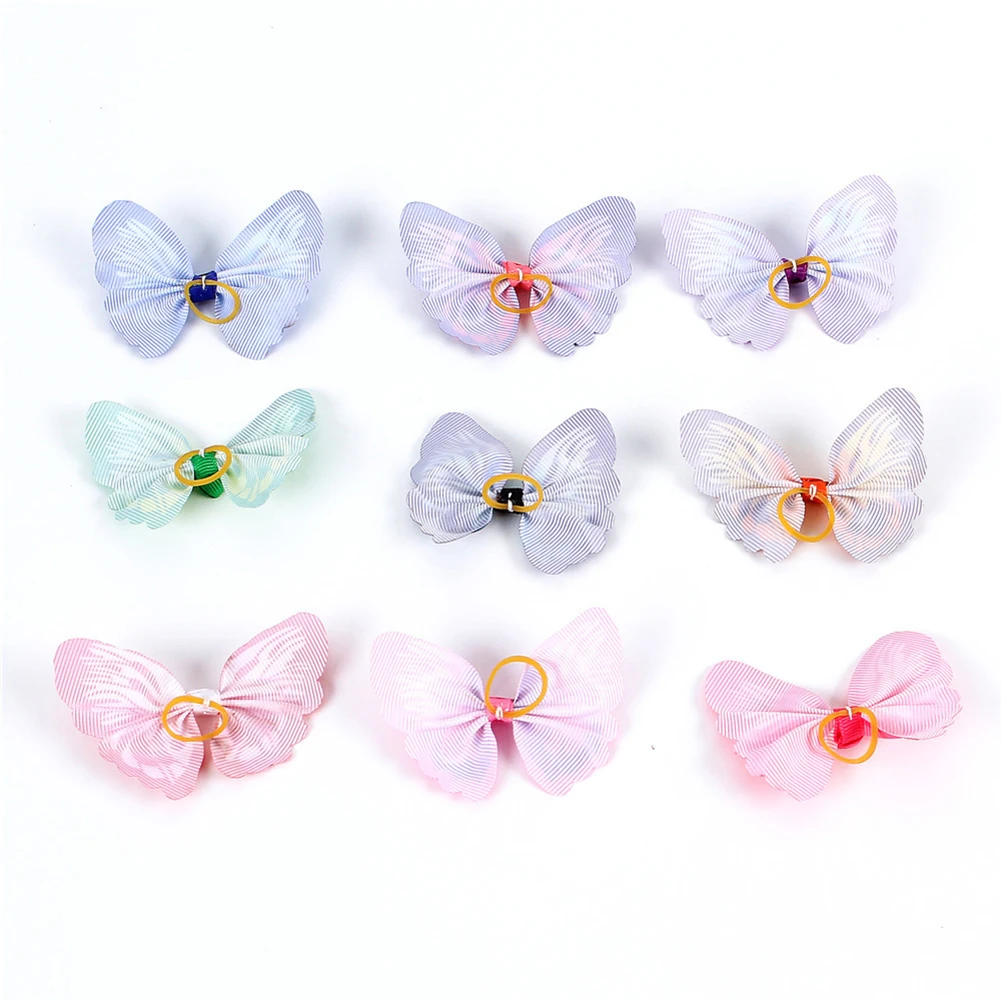 

20pcs Hair Bows Elastic Bands Pet Hair Ties Adjustable Size Dog Cat Grooming Kit Ornaments Topknot Pet Supplies