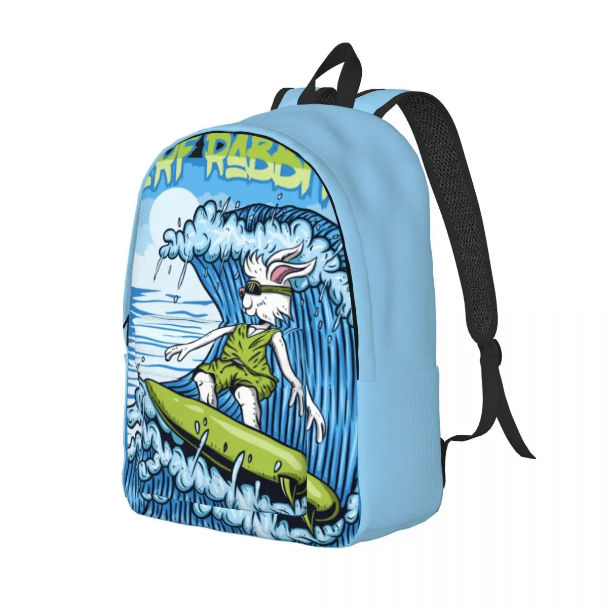 Surfs Rabbits Backpack Summer Surfing Cartoon Modern Backpacks Xmas Gift Teen Camping Big School Bags Design Rucksack