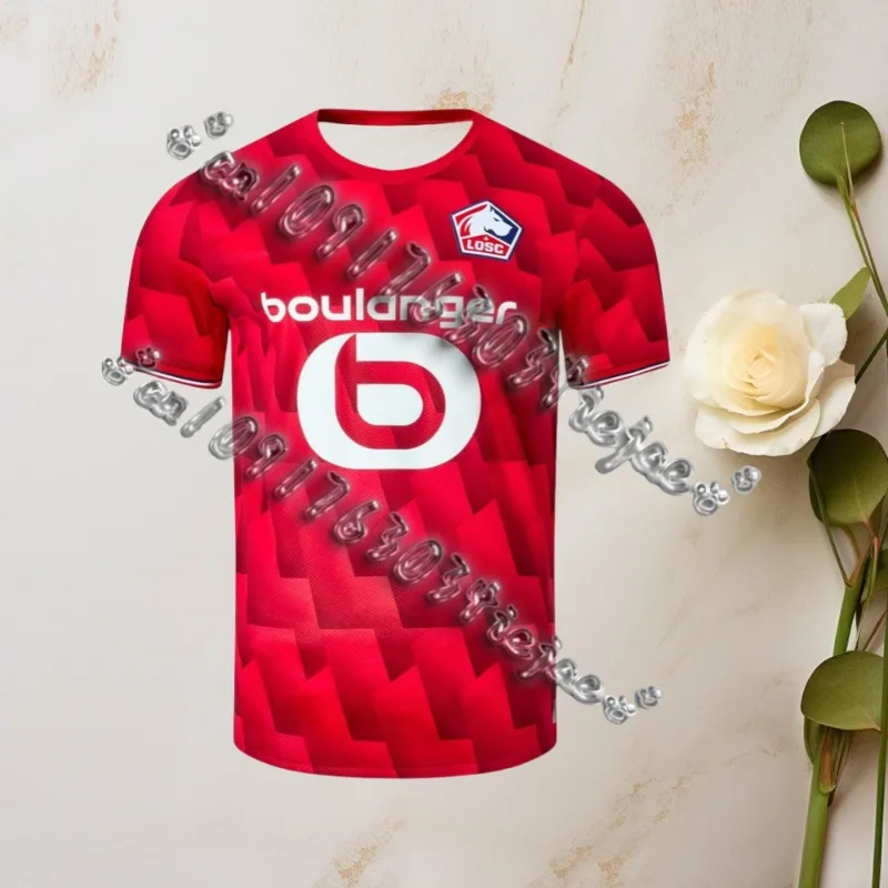 

Mens 2025-26 Lille LOSC Home Football Shirt Summer Youth Kids Sportwear Oversized Training Soccer Uniform Breathable Jersey