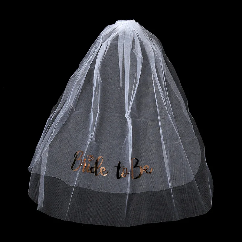 Bride To Be Veil Rose Gold Hen Do Party White Pink Veil Brides Hair Accessories Bachelorette Party Bridal Shower Decors Favors view 4