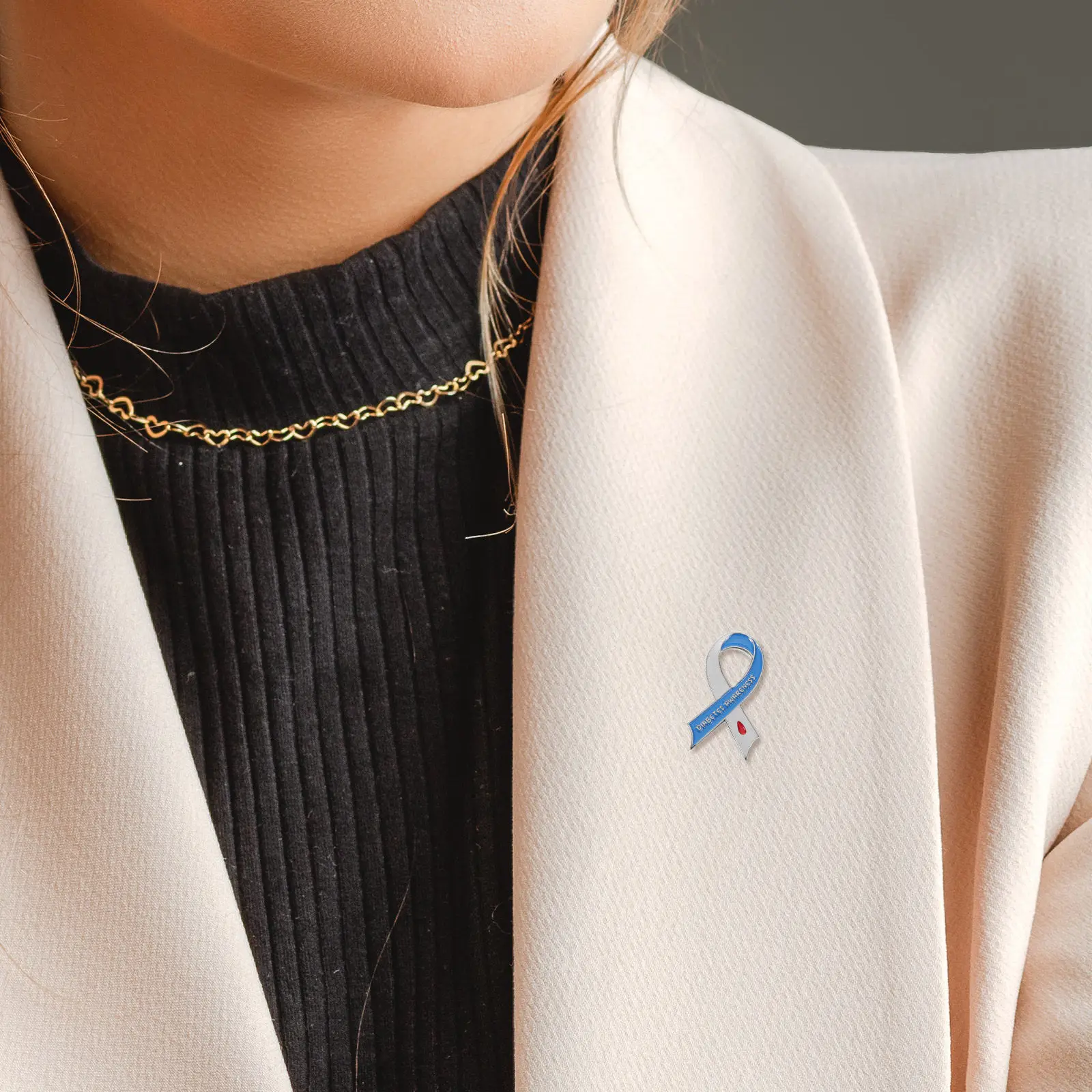 6Pcs Charity Commemorative Brooch Blue Diabetes Awareness Zinc Alloy Lapel Badge Blue Awareness Pin For Health Blue Ribbon Badge