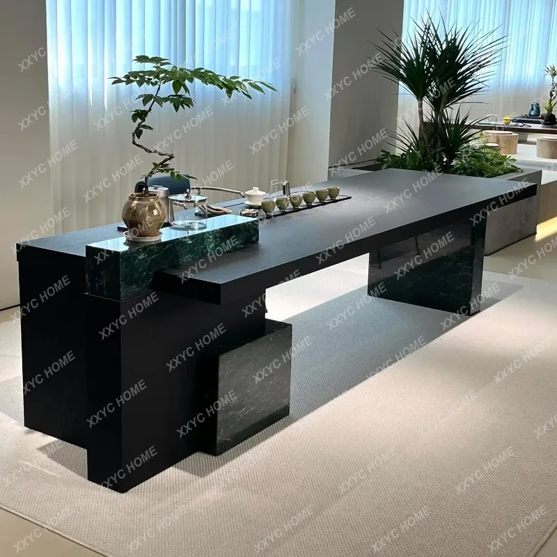 

JYA12Marble tea table Modern light luxury high-end office home integrated solid wood tea table