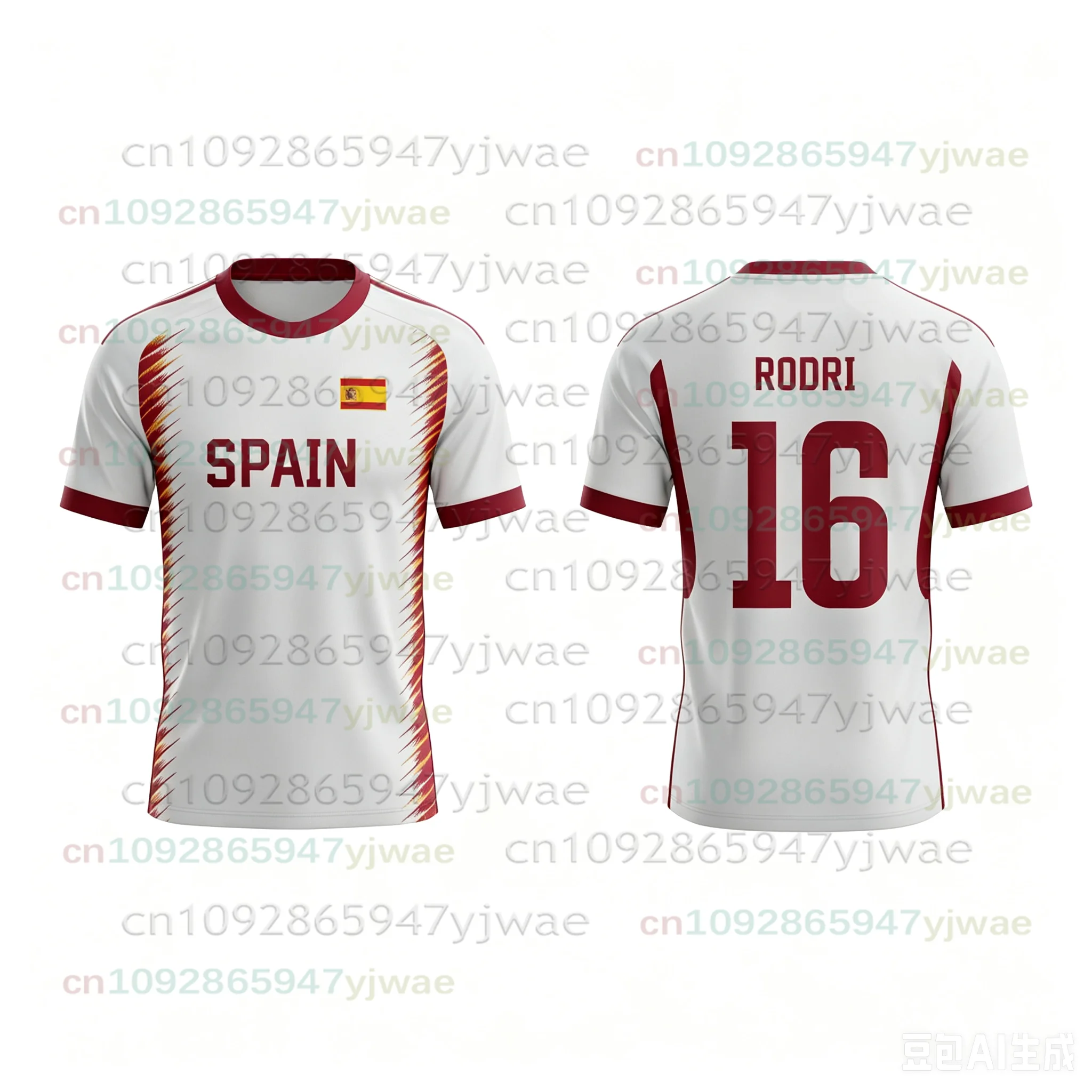 2026 Fußball-Trikot für Erwachsene/Kinder Spanische Sonderausgabe Fußballtrikot Yamal/Cucurella/Pedri/Gavi/Rodri # 19/24/20/9/16 Weißes T-Shirt – Detail 9