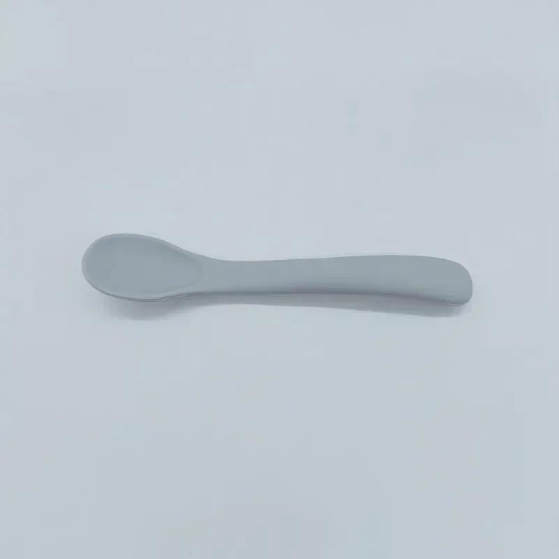 Cuchara de silicona para aprender a comer para bebé, cuchara curva pequeña, cubiertos de silicona para alimentación de goma suave, cuchara de entrenamiento para bebé