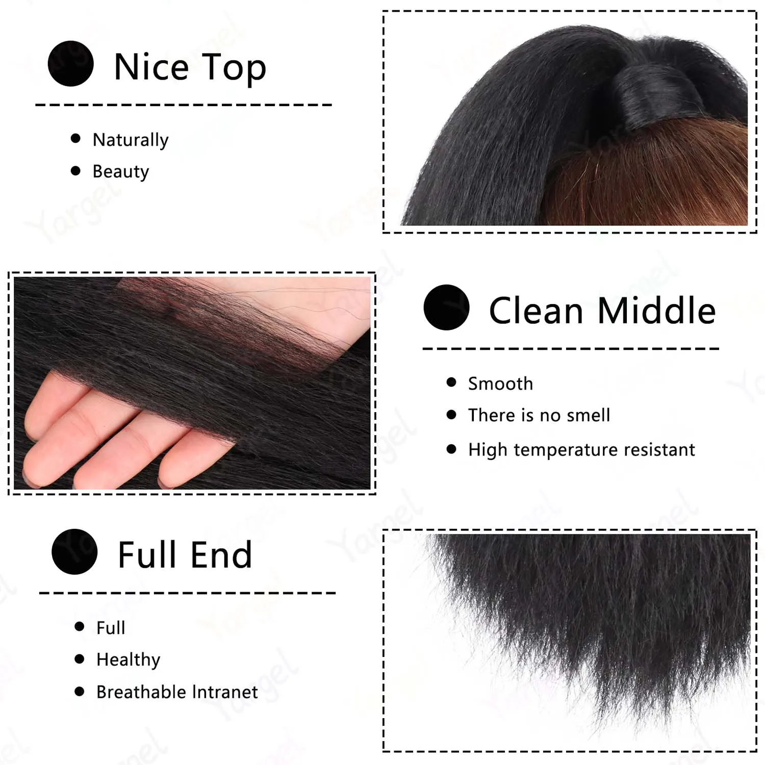 Synthetic Yaki Straight Ponytail Extension,Kinky Straight Ponytails,Wrap Around Magic Paste Yaki Ponytail for Black Women Girls view 4