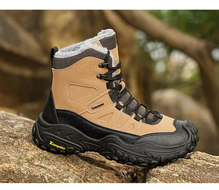 Herren-Outdoor-Hochschuhstiefel für Herbst und Winter, große Größen, mit Fleece gefüttert, warm, lässig, sportlich, Schneestiefel, geeignet für Herbst- und Winter-Outdoor-Wanderungen, Reisen und Pendeln – Detail 18