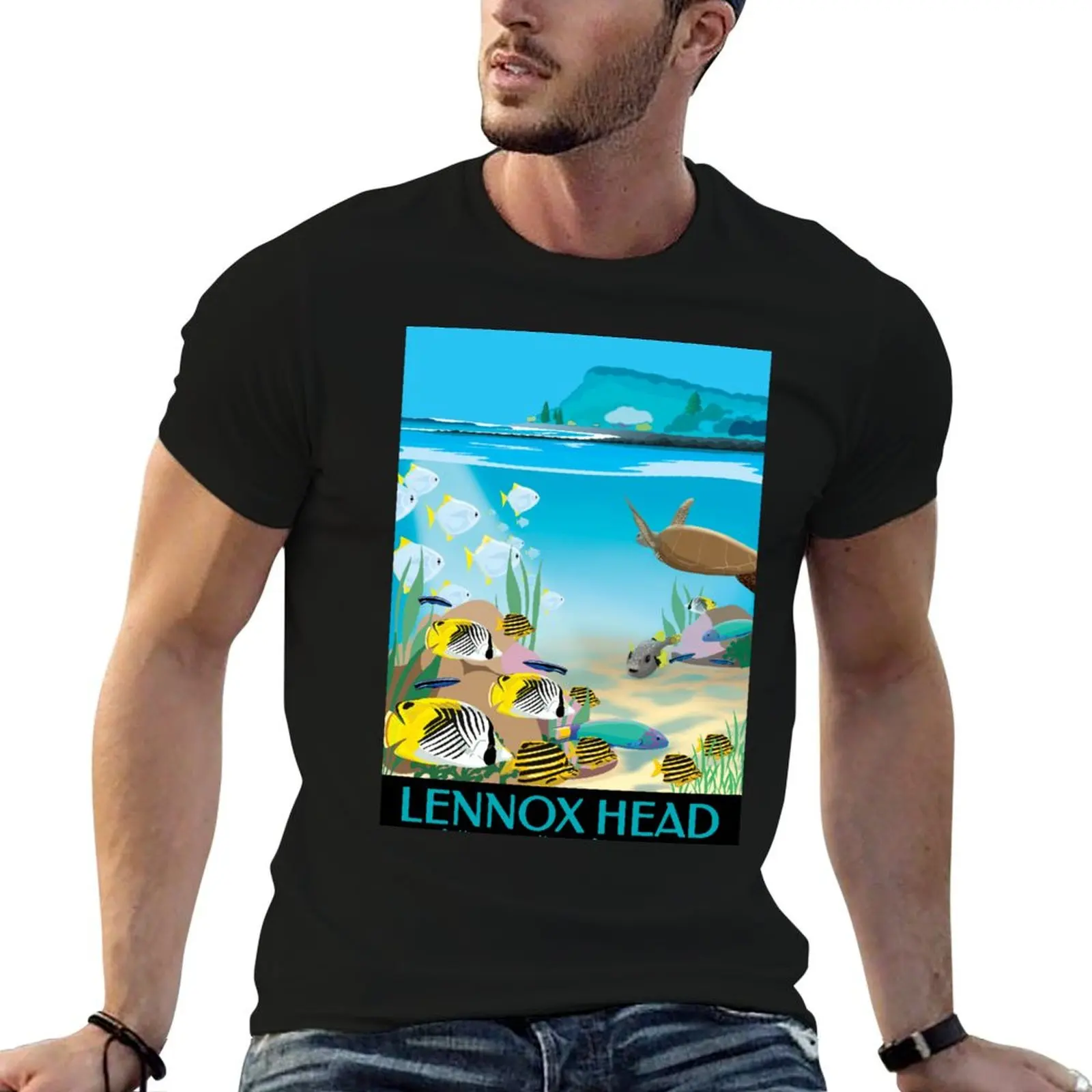 Camiseta Lennox Head de estilo vintage Travel Art, camisetas para hombre, paquete de camisetas de algodón, camisetas gráficas personalizadas para hombre, camiseta