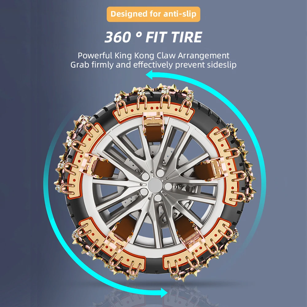 Universal Car Tire Snow Chains Winter Wheel Anti-skid Tyre Cable Belt Emergency Safety Protector for Outdoor Driving