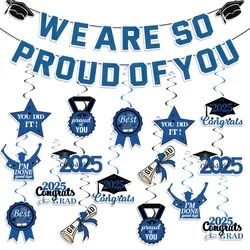2025 Graduation Decorations We are So Proud of You Banner with 16Pcs Hanging Swirls for High School College Graduation Party