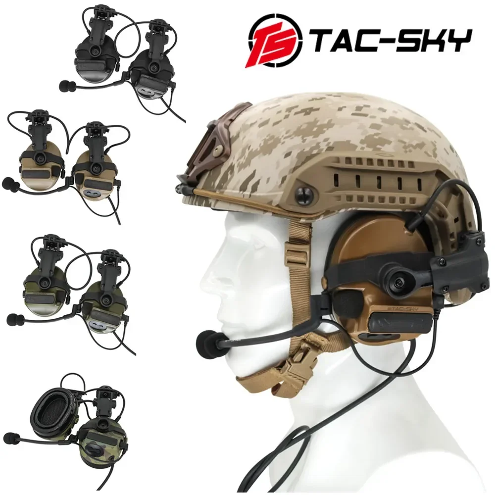 TAC-SKY COMATC III Tactical Headset Helmet ARC Track Bracket Silicone Earmuff Version is Suitable For Airsoft Hunting