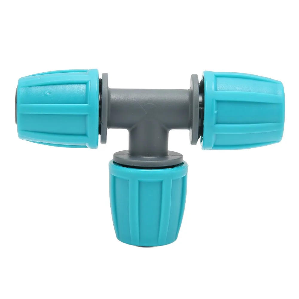 20PCS 16mm Connection Diameter Pipe Tee PE Blue and Gray Tubing Tee 3 Way Easy To Install Drip Irrigation Tee Fitting