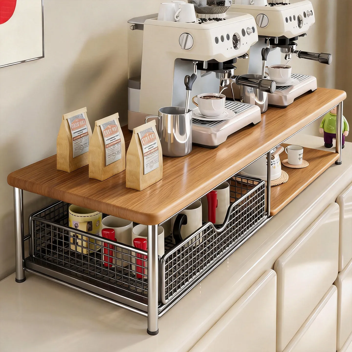YFY coffee machine height increase rack desktop multi-layer teacup tea bag storage rack dining side mug water cup placement rack
