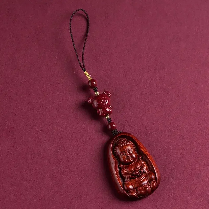 Porte-clés de voiture de bouddha du zodiaque naturel pour hommes et femmes, cinabre de l'année du dragon, porte-clés sûr, bonne chance, pendentif de téléphone, cadeau de créativité