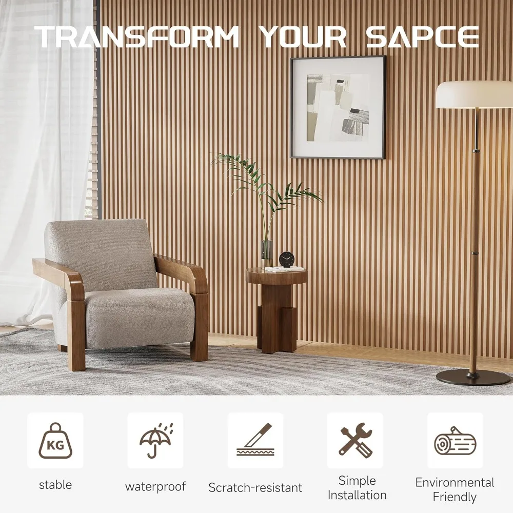 Panneaux muraux à lattes, paquet de 8 lattes en bois à lattes d'accent 95x6 pouces pour murs et plafonds, panneaux acoustiques pour mur intérieur, décoration moderne