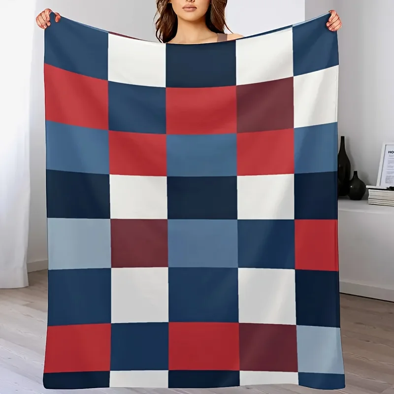1pc Multicolor Plaid Flannel Blanket - Soft Warm All-Season, Multipurpose Office Camping Travel Gift
