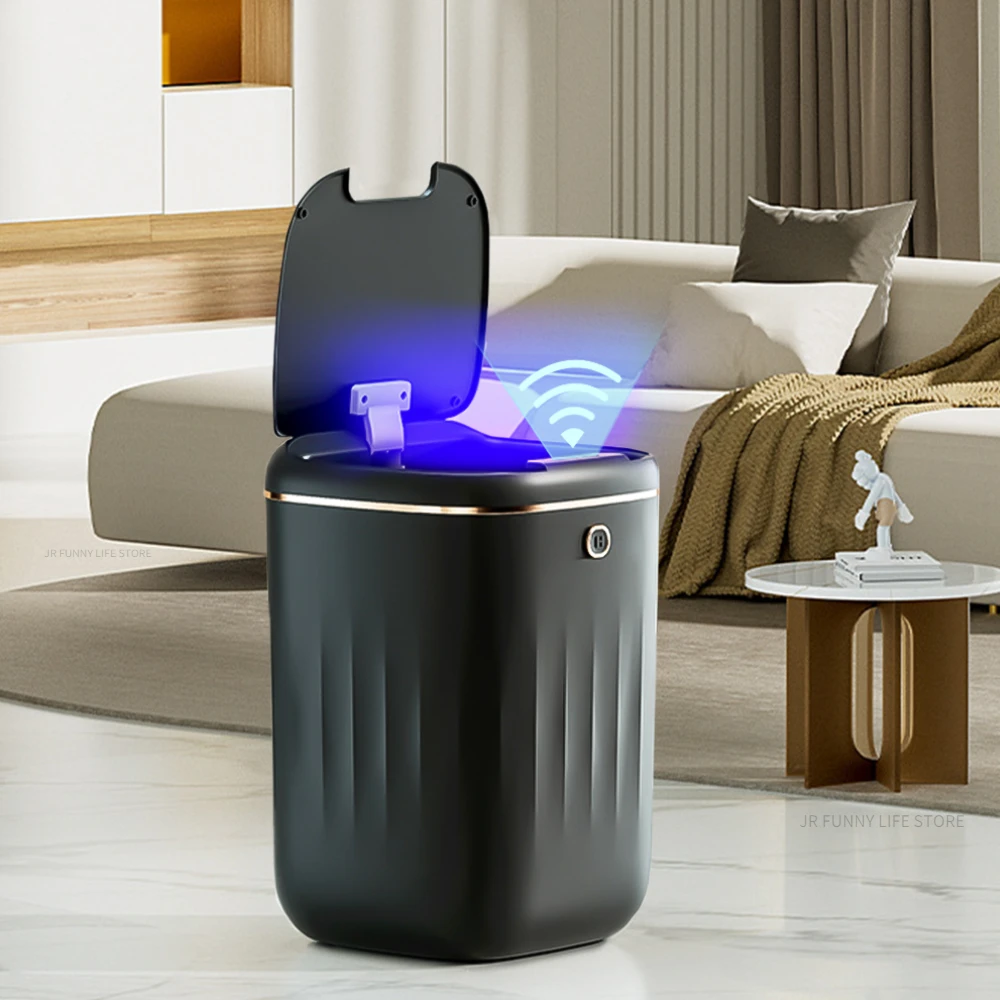 18L Smart Trash Bin With UV Light Bathroom Automatic Sensor Trash Can Toilet Wastebasket with lid Smart Home