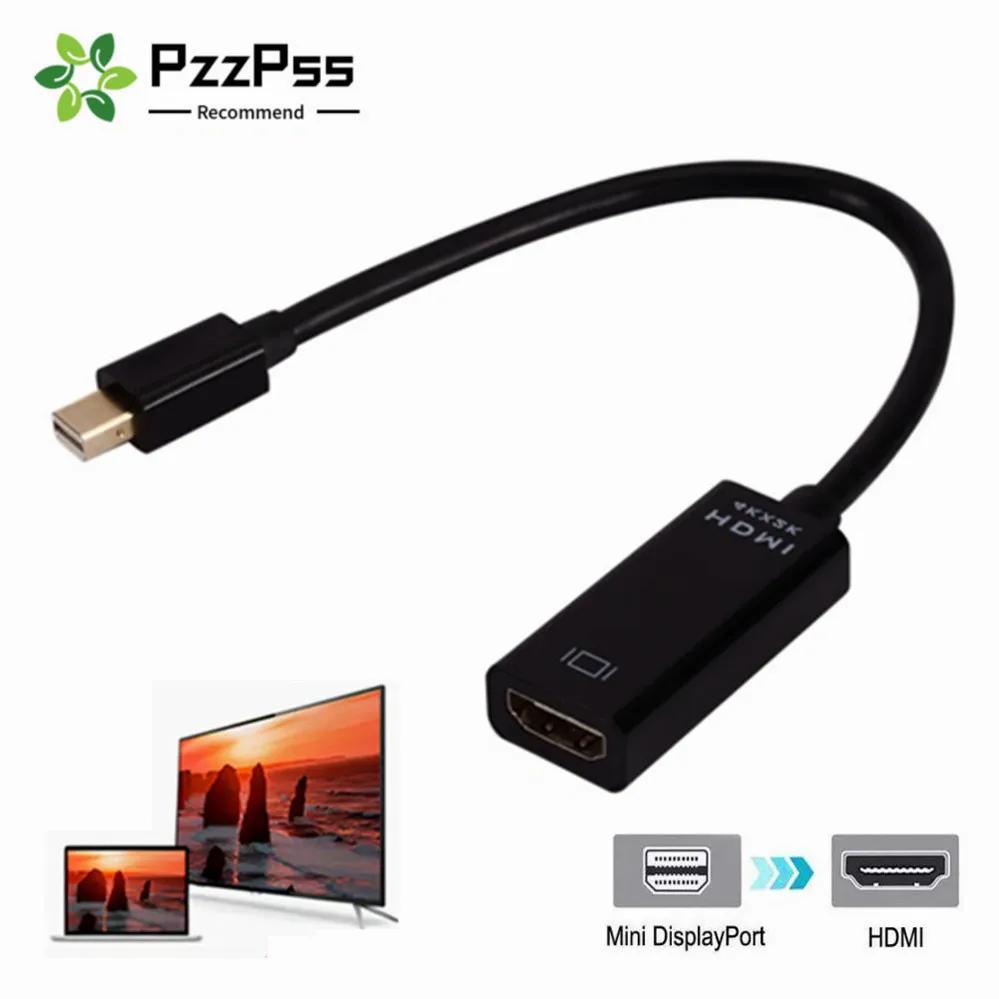 4K Mini DisplayPort to HDMI-compatible Adapter Cable 1080P Mini DP Male to HDMI-compatible Female Converter for MacBook Air/Pro