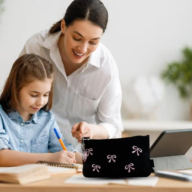 Estuche para lápices de gran capacidad, estuche para lápices con lazo y cremallera, exquisito proceso de costura, estuche para lápices para escuela secundaria
