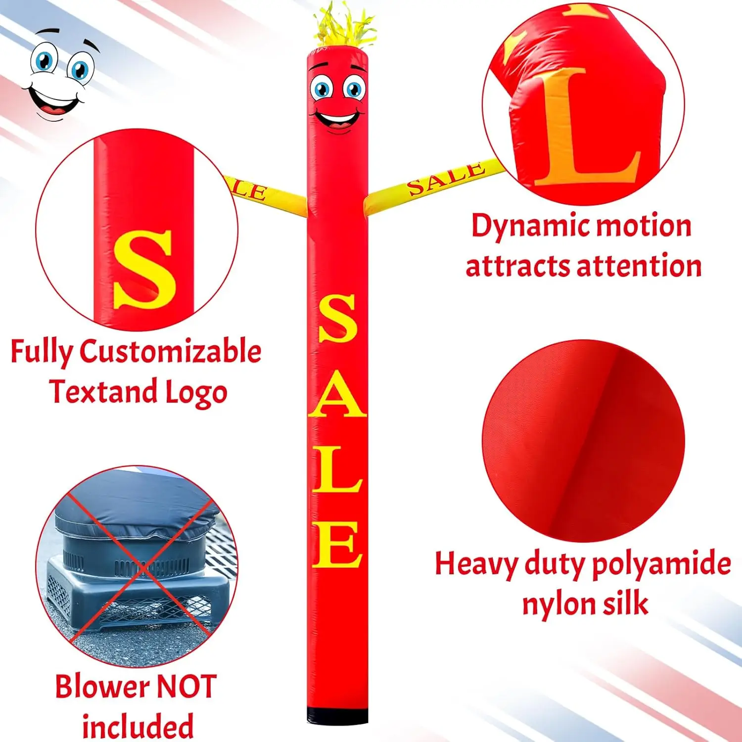 1Pcs Sale Tall Inflatable Tube Man 20 ft Air Powered Blow up Dancing Puppet Giant Wacky  (Not Include Blower)