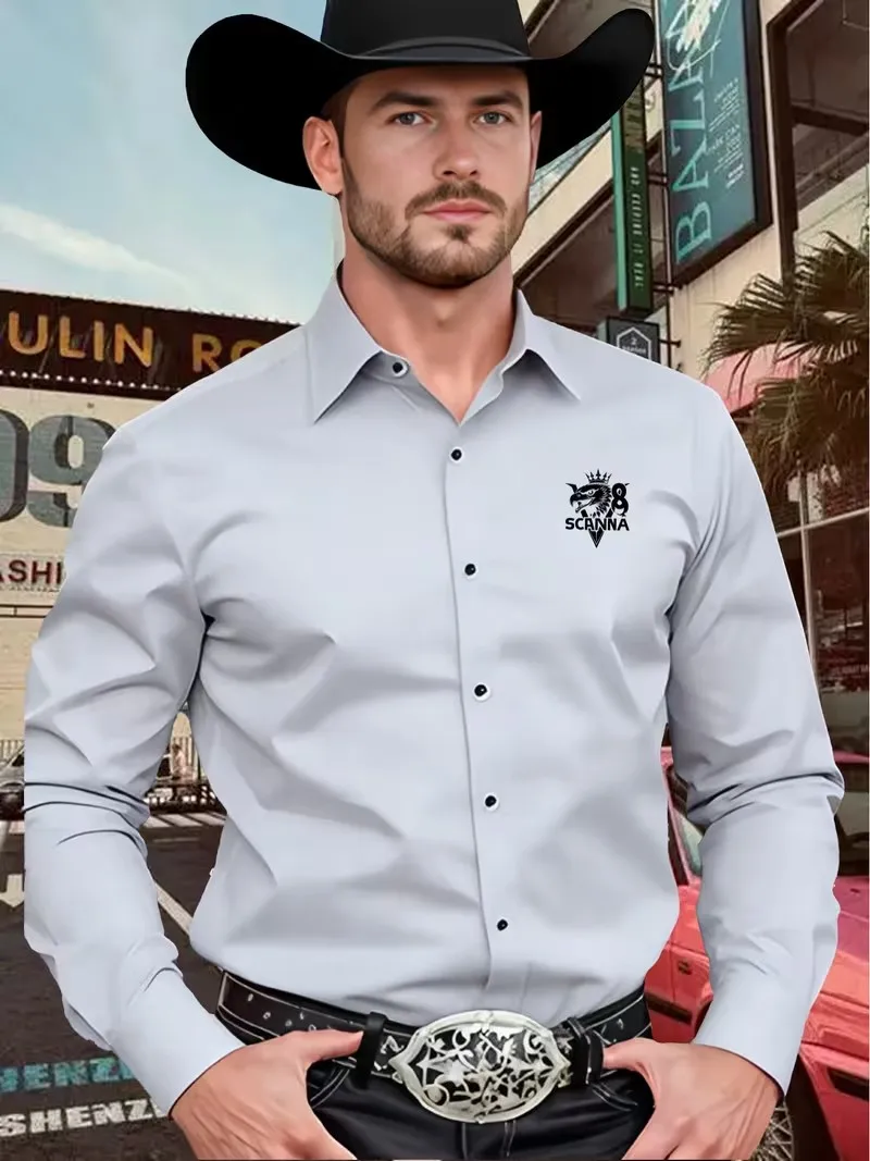 Men's Slim Fit Button down Shirt Business Casual Print Sleeve Blouse Wrinkle Resistant 5 Colors Available S-XXL