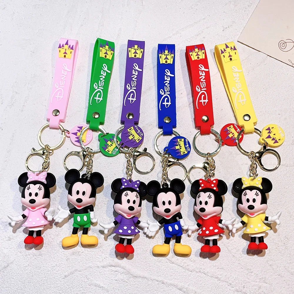 LLavero de Disney con dibujos animados de Mickey, llavero de Stitch, Minnie, bolsa de estudiante de Anime, colgante, llavero de coche que combina con todo, regalos de navidad