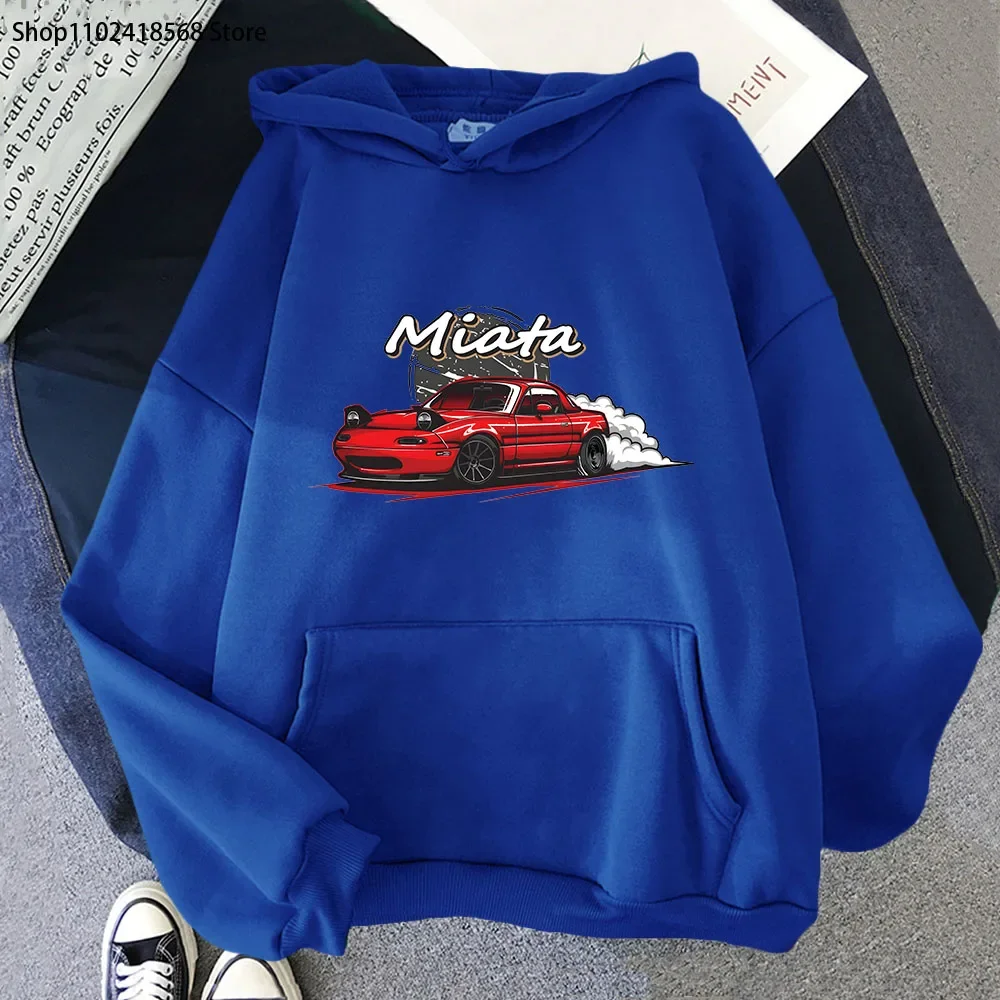 MX5 Initial D Men Hoodies Drift Jdm Sweatshirt Anime Mazda Print Car Miata Streetwear Men Unisex Automobile Culture Women Hoody