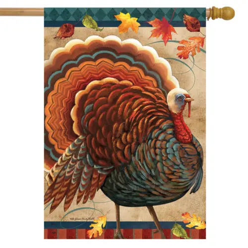 Fall Turkey House Flag Thankskgiving Autumn Tom 28