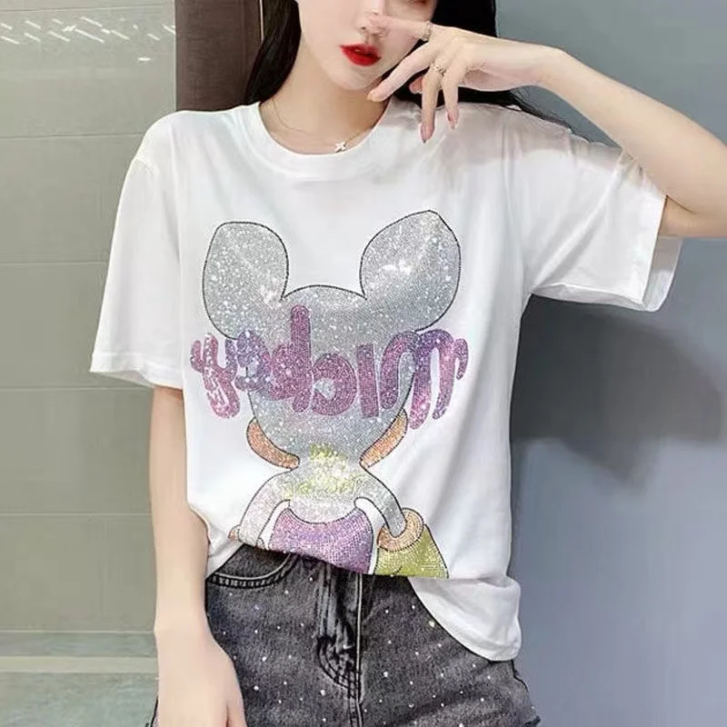 Women Brand Female Girl T Shirt Tops mickey fashion Designer Tshirt Summer Cartoon Short sleeve  T-Shirt korean popular clothes