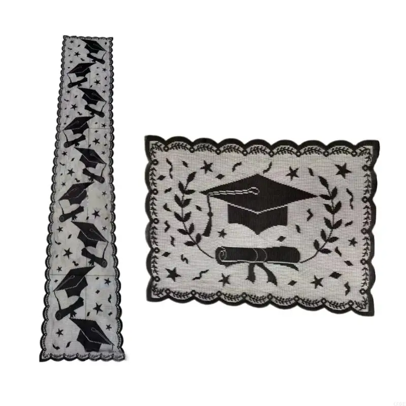 

Vintage Black Lace Table Linen Table Cloth Placemat for Graduation Party