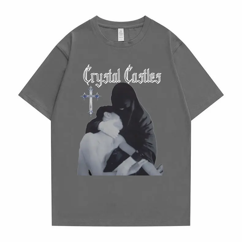 Crystal Castles Graphic Print T Shirts Men Women Gothic Rock Oversized T-shirts Short Sleeve Male Hip Hop Casual Vintage Tshirt