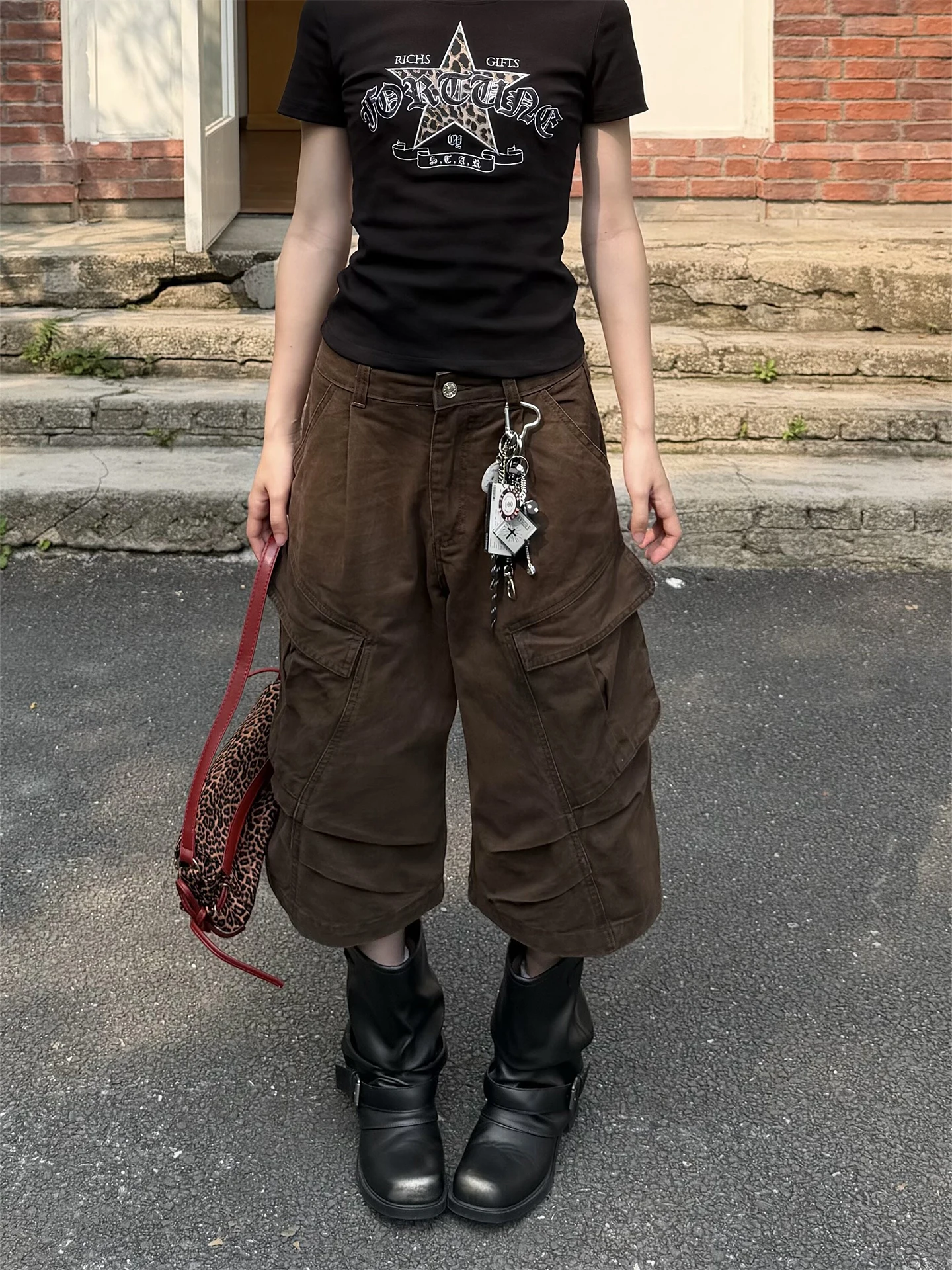 

Шорты Don Cry в американском стиле с плиссированным дизайном, рабочие шорты для мужчин и женщин, свободные широкие брюки длиной 7/8, повседневные хлопковые брюки