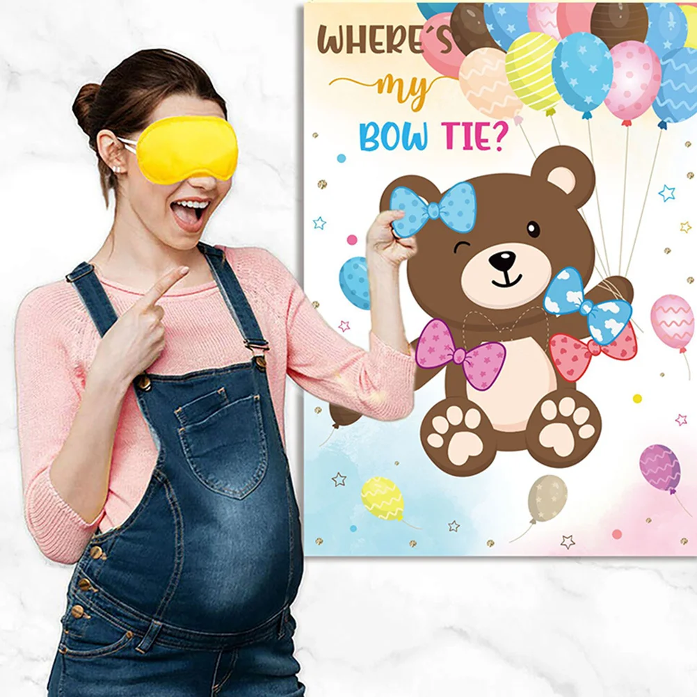 

1 set 1 Set Gender Reveal Poster Shower Party Supplies Decorations Gender Prediction Game Kit Cartoon Bear Pattern