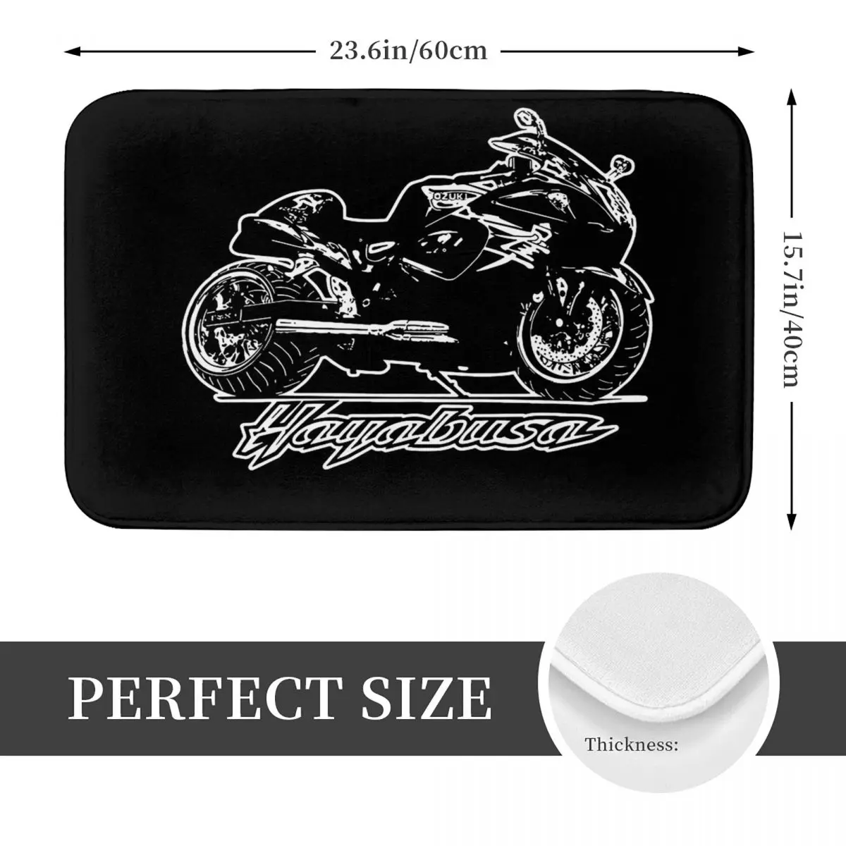 Suzuki Hayabusa Motorcycle Logo Non-slip Doormat Floor Mat Carpet Rug for Kitchen Entrance Home Bathroom Living room Footpad Mat