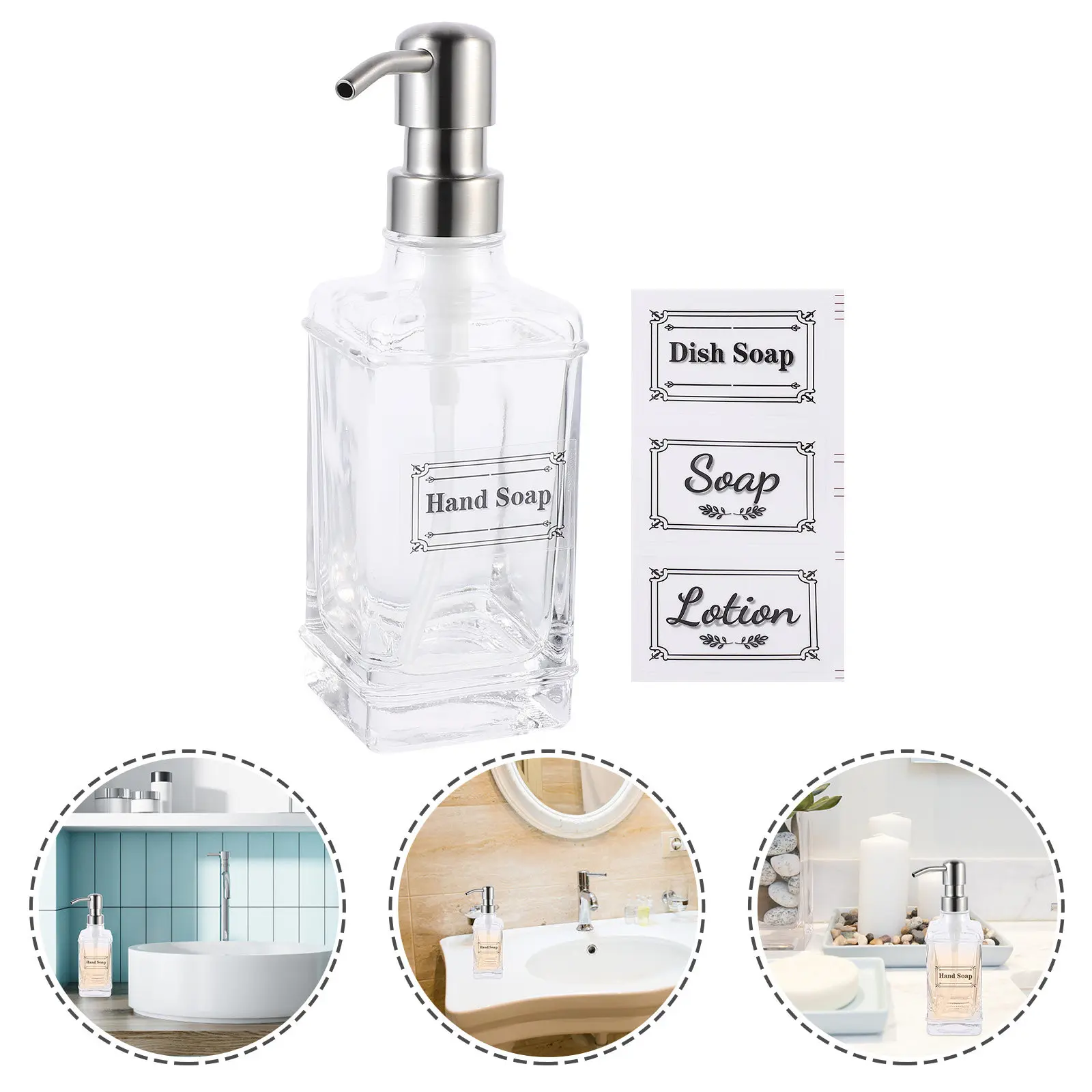 

Премиум-флакон для лосьона из стекла с дозатором из нержавеющей стали (нажимной) для жидкого мыла, шампуня, геля для душа, лосьона для рук, для путешествий