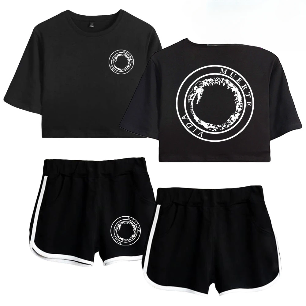 Canserbero Merch Ladies Tracksuit Two Piece Set Women Top and Shorts Casual Sportswear 2pcs Oufits Streetwear Clothes