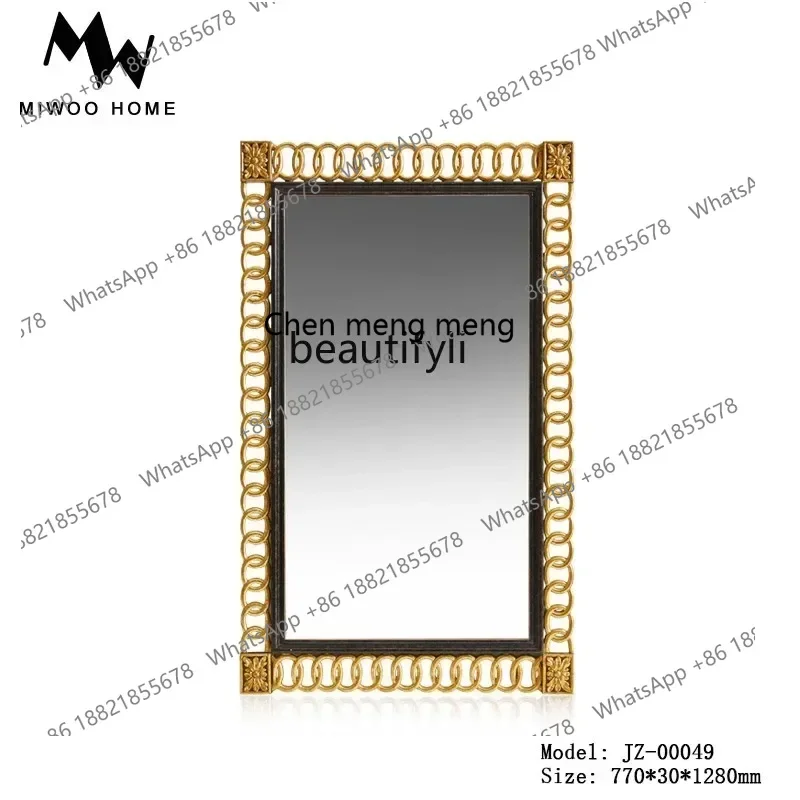 SS European retro decorative hanging mirror metal hollow carved makeup mirror retro entrance vanity mirror7486
