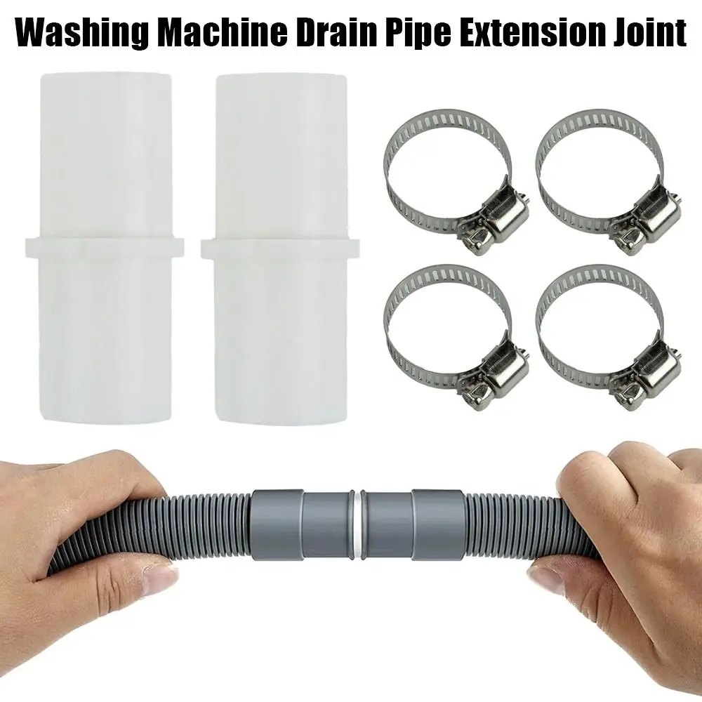 1/2Set Drain Hose Connectors Washer Hose Adapter Kit For Washing Machine Water Pipe with 2 Clamps Strong Reliable Connection