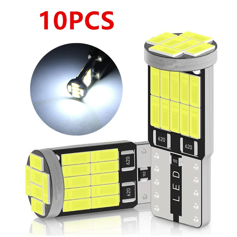 10 pçs led t10 lâmpada 194 w5w luz 5w5 501 168 wy5w placa de licença interior 4014/26smd leitura lâmpada sinal estacionamento carro branco 12v