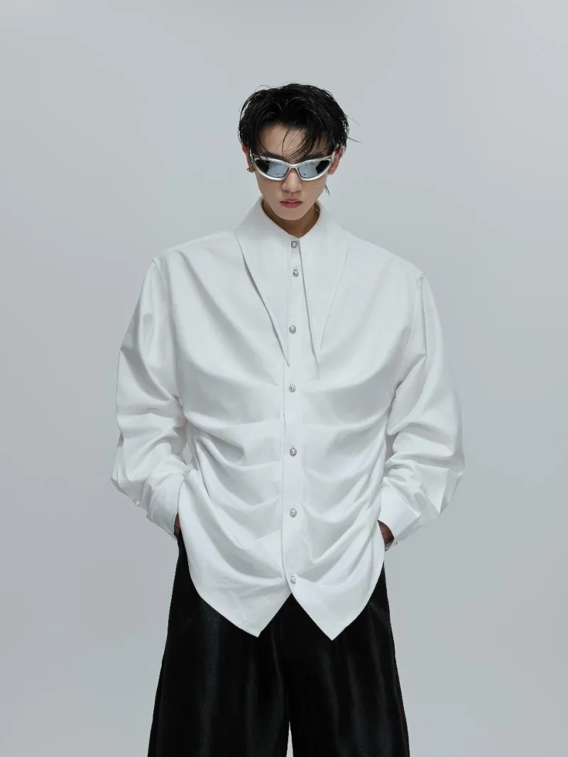 Korean Version Ins Fashion Trendy Design Long Sleeve Shirt High-end Loose Casual Versatile Men's Shirt
