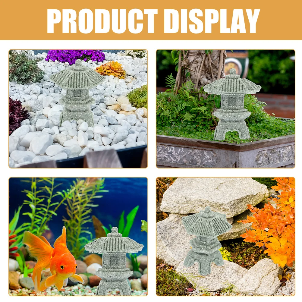 

2pcs Mini Pagoda Statue Japanese Sandstone Lantern Bonsai Micro Landscape Garden Decor For Aquarium Desktop Outdoor Decoration