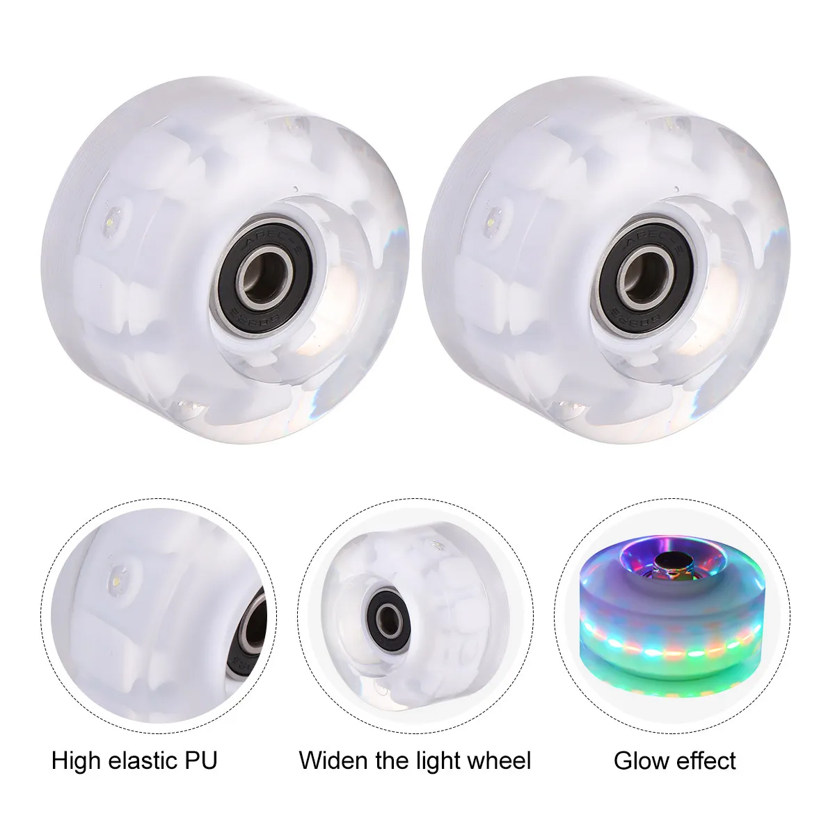

Комплект из 2 колес для роликовых коньков, полиуретановые, с улучшенным сцеплением, для уличных роликов, яркие, меняющие цвет, светящиеся колеса