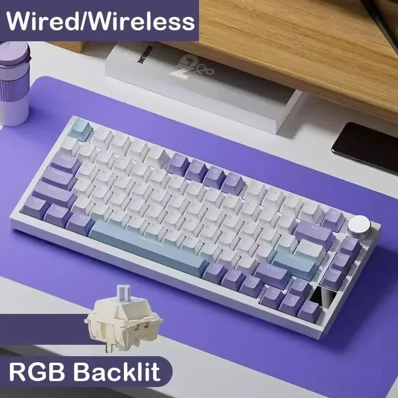 

Customizable Wired&Wireless Mechanical Gaming Keyboard 75%Compact Layout,Hot-Swappable Switches,Tri-Mode Connection